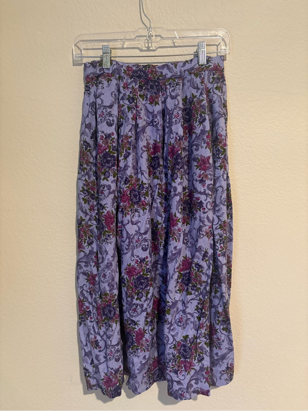 Pendleton Lavender Floral Midi Skirt with Pink and Green Accents